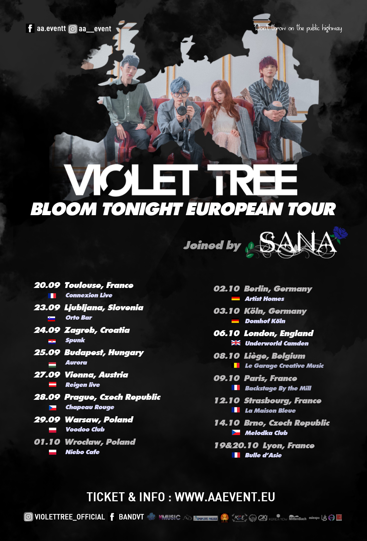 VIOLET TREE—BLOOM TONIGHT European Tour 2019 by AA Events